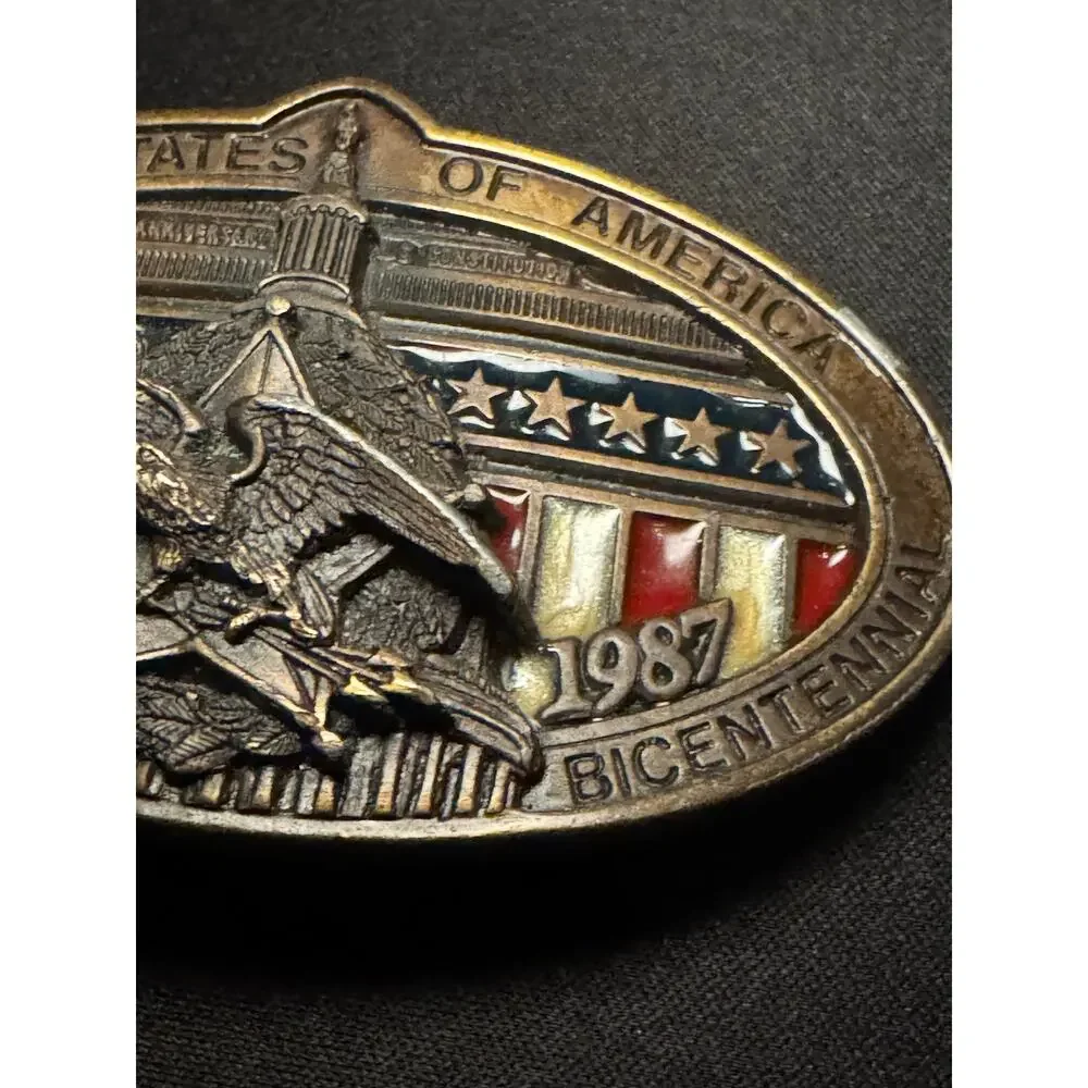 Vintage Heavy USA Bicentennial Numbered Belt Buckle